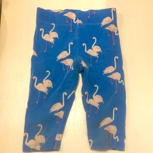 Mini Boden flamingo cropped leggings, size 3/4